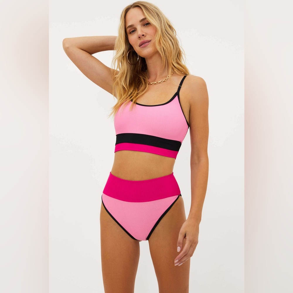 Beach Riot Pink and Black Bikini Set